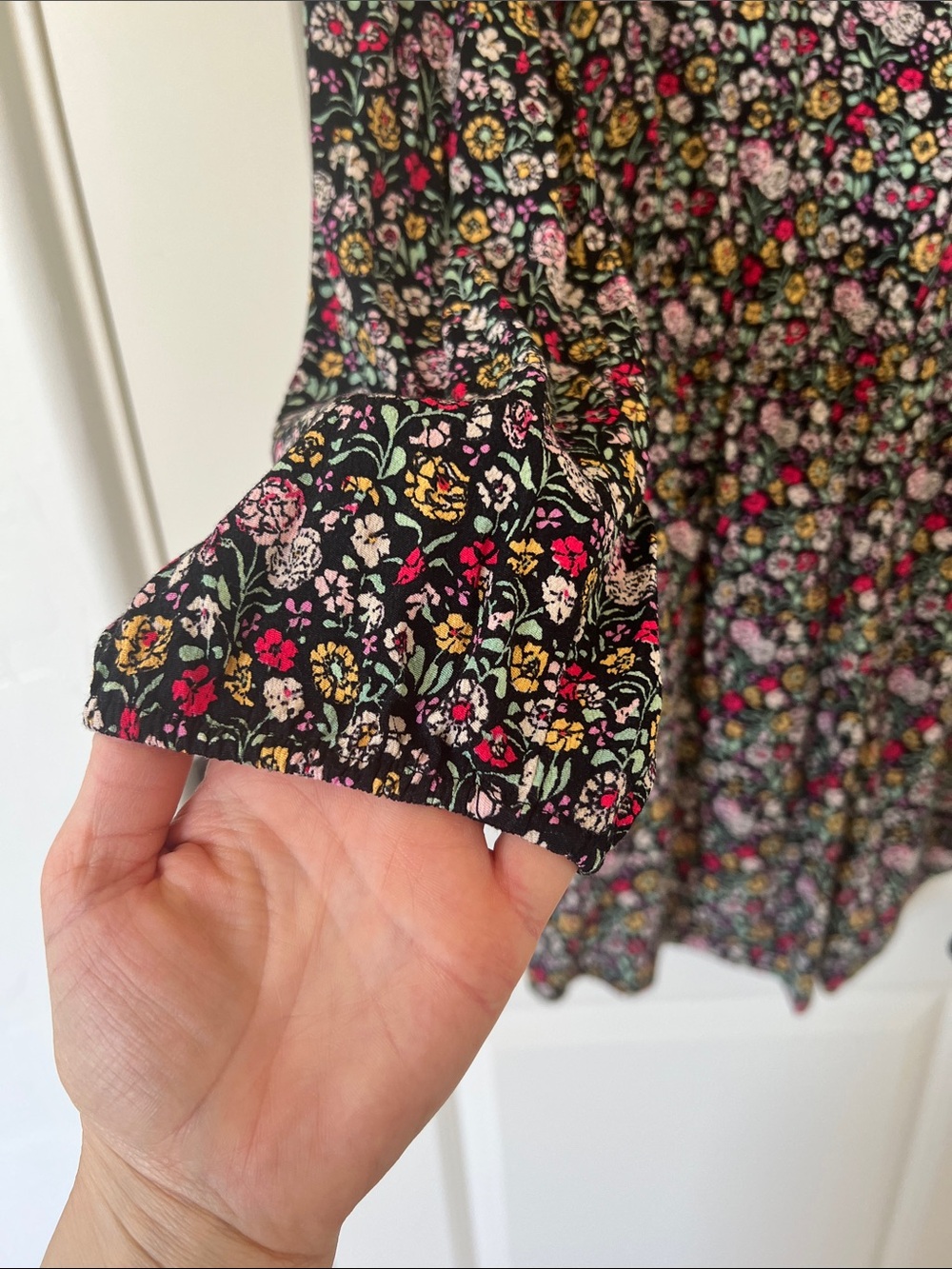 LOFT Black Floral Romper with Pink & Yellow Accents - Picture 7 of 7